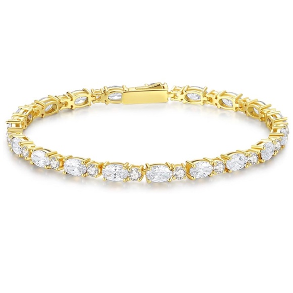 14k Gemstone and Diamond Tennis Bracelet - Picture 9 of 17